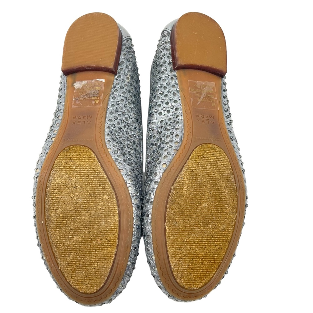 Alex Marie women's Witney Hot Fix metallic silver rhinestone flats size 6 - Picture 8 of 11